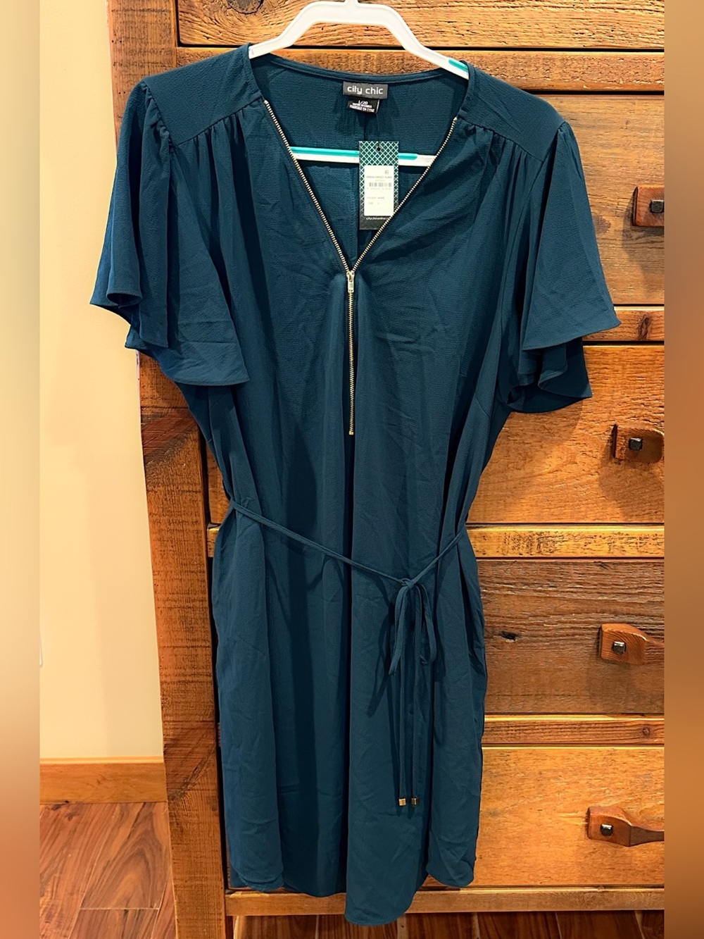 City Chic Teal Zip-Front Women's Dress